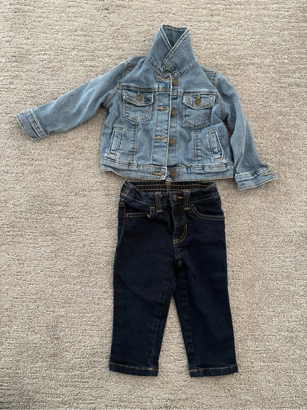 12-18 month Denim bundle- Light Blue Denim Jacket and Dark Jeans